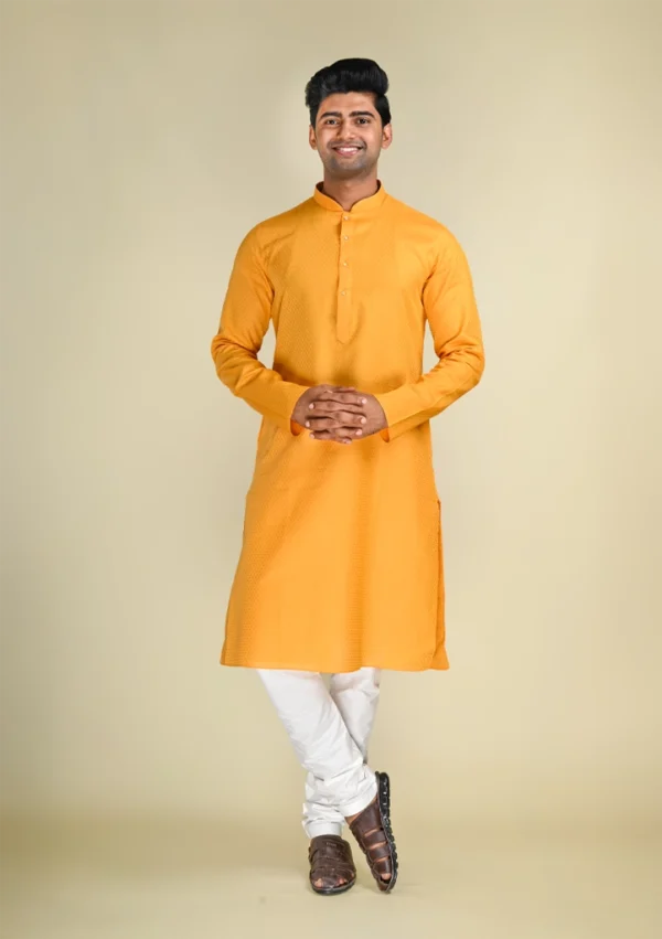 Nawab Parker Traditional Mustard Yellow Kurta Pajama for Haldi Ceremonies