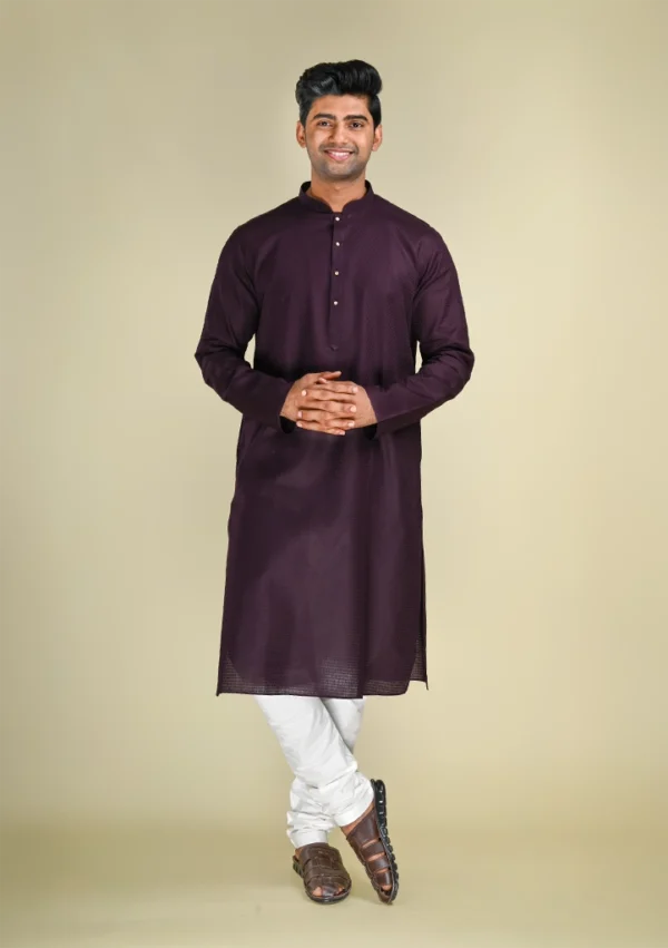 Nawab Parker Royal Deep Jacquard Purple Kurta Pajama for Formal Occasions