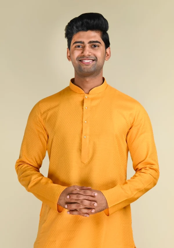 Nawab Parker Traditional Mustard Yellow Kurta Pajama for Haldi Ceremonies