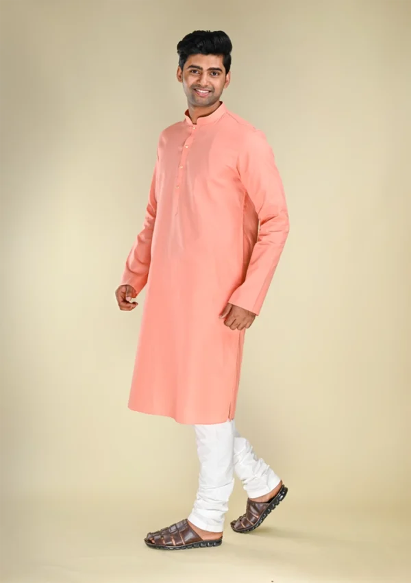 Nawab Parker New Subtle Self Design Peach Colour Kurta Pajama for Men