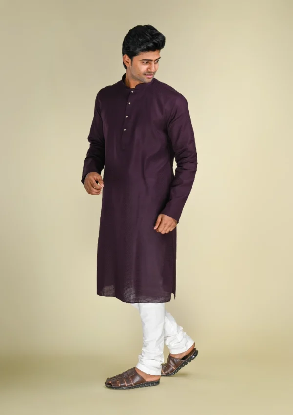 Nawab Parker Royal Deep Jacquard Purple Kurta Pajama for Formal Occasions