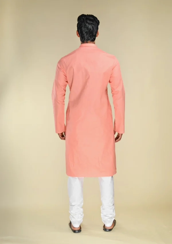 Nawab Parker New Subtle Self Design Peach Colour Kurta Pajama for Men