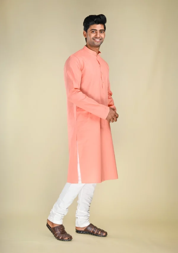 Nawab Parker New Subtle Self Design Peach Colour Kurta Pajama for Men