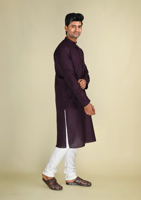 Nawab Parker Royal Deep Jacquard Purple Kurta Pajama for Formal Occasions