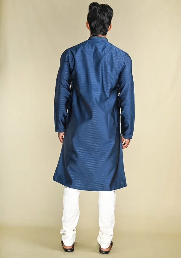 Nawab Parker Stylish Navy Blue Kurta Pajama for Men in Soft Woven Cotton