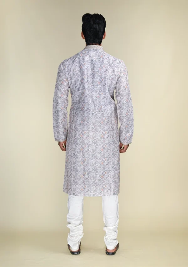 Nawab Parker Textured Cotton Floral Printed Kurta Men's Casual Ethnic Wear