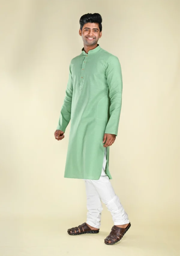 Nawab Parker Woven Pure Cotton Pista Colour Kurta Pajama For Men