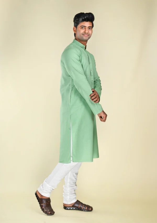 Nawab Parker Woven Pure Cotton Pista Colour Kurta Pajama For Men