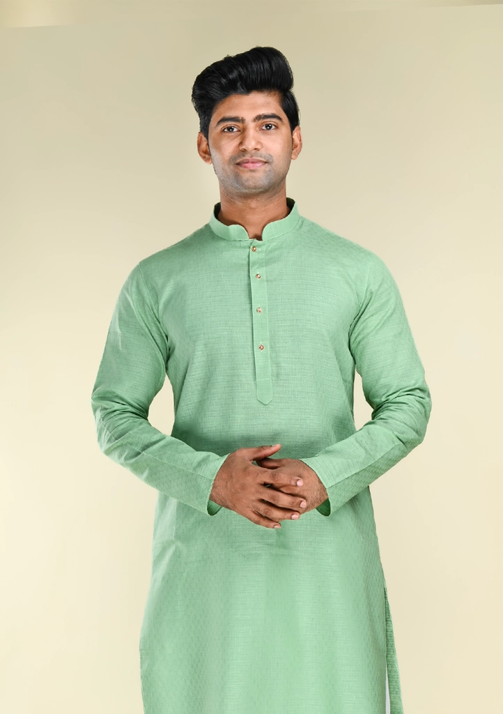 Nawab Parker Woven Pure Cotton Pista Colour Kurta Pajama For Men