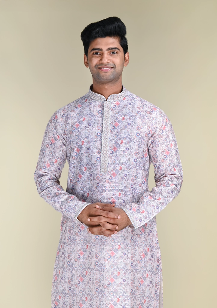 Nawab Parker Multi Colour Kurta Pajama for Men's Stylish Look