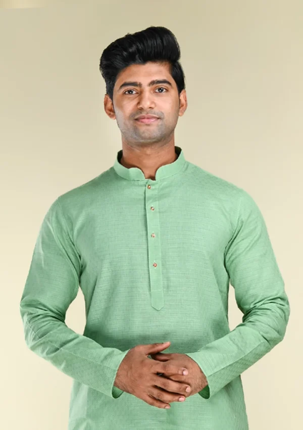 Nawab Parker Woven Pure Cotton Pista Colour Kurta Pajama For Men