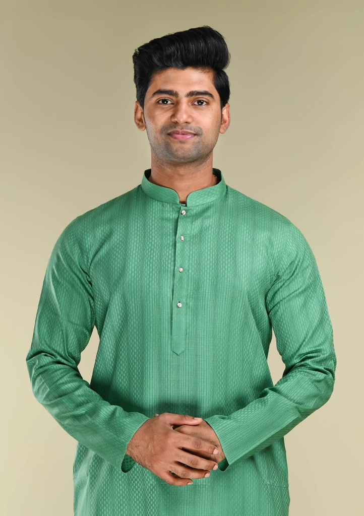 Nawab Parker Buy Men's Woven Green Kurta Pajama for Formal Occasions