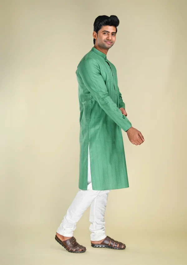 Nawab Parker Buy Men's Woven Green Kurta Pajama for Formal Occasions right view