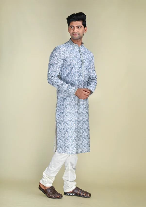 Nawab Parker Buy Printed Light Blue Kurta Pajama Set for Men Online Ethnic Style right view