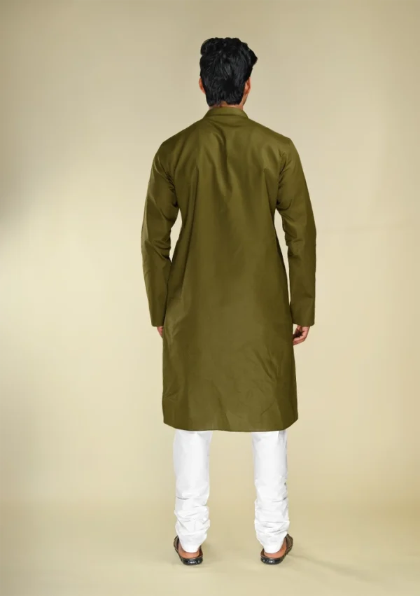 Nawab Parker Buy Traditional Mehndi Colour Kurta Pajama for Festive Occasions back view