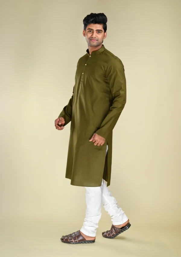 Nawab Parker Buy Traditional Mehndi Colour Kurta Pajama for Festive Occasions left view