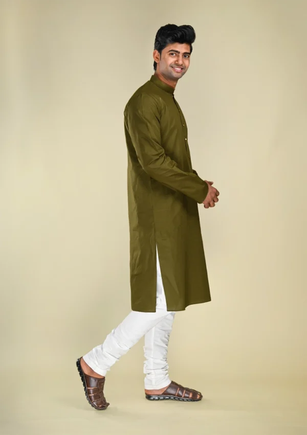 Nawab Parker Buy Traditional Mehndi Colour Kurta Pajama for Festive Occasions right view