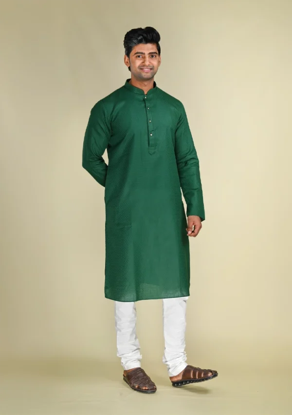 Nawab Parker Classic Green Woven Kurta Pajama for Men left view