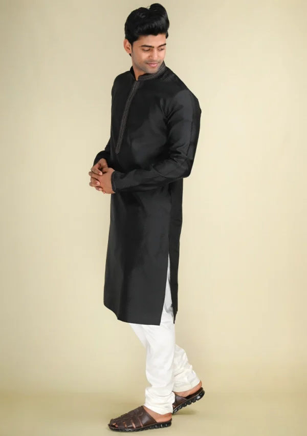 Nawab Parker Designer Men’s Black Embellished Kurta Pajama for Festive Looks left view
