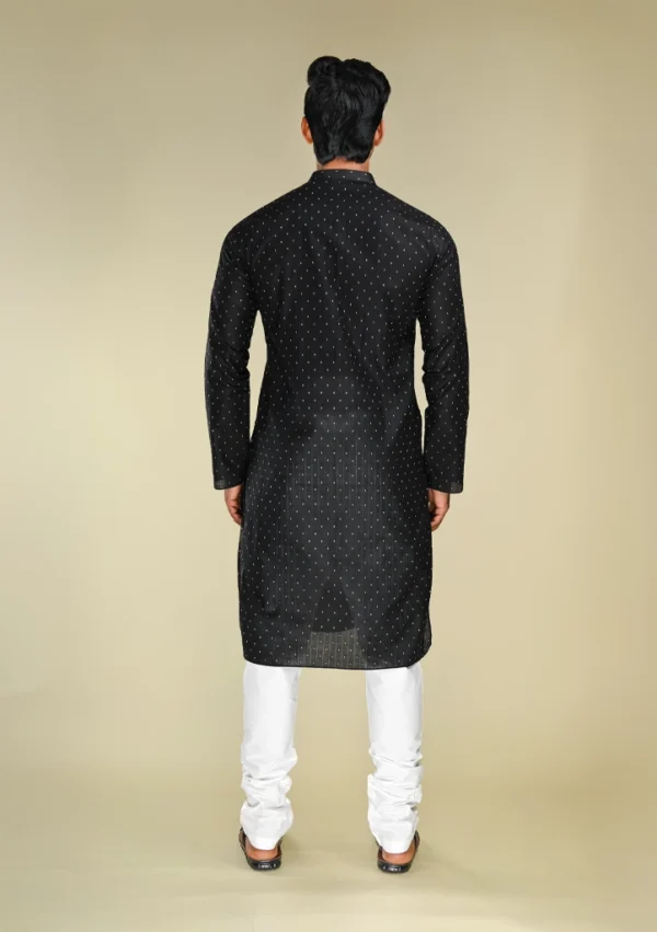 Nawab Parker Elegant Black Kurta Pajama for Men’s Festive Wardrobe back view