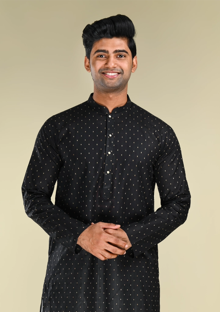 Nawab Parker Elegant Black Kurta Pajama for Men’s Festive Wardrobe