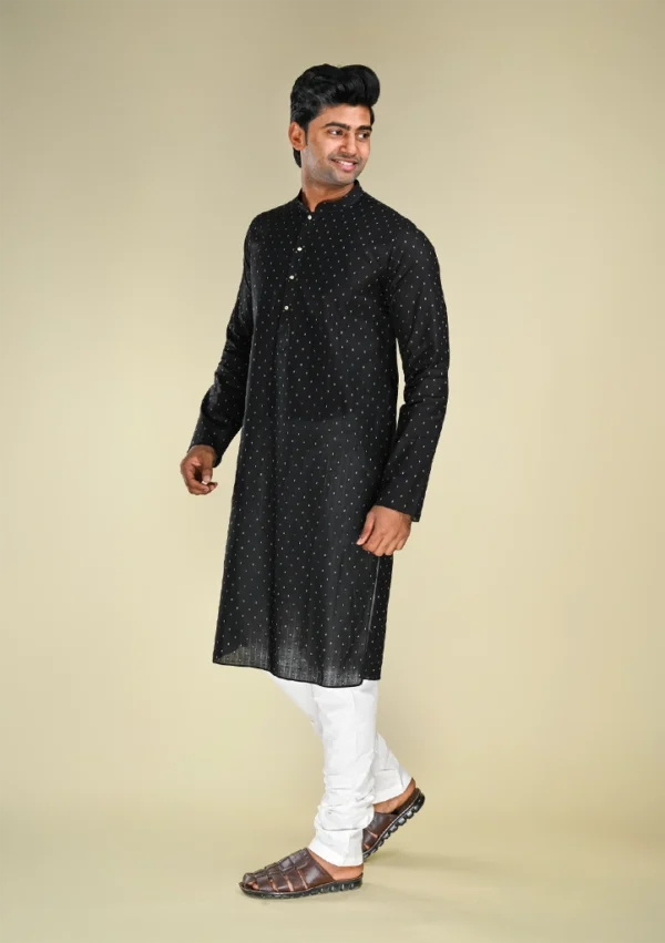 Nawab Parker Elegant Black Kurta Pajama for Men’s Festive Wardrobe left view