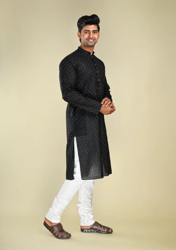 Nawab Parker Elegant Black Kurta Pajama for Men’s Festive Wardrobe right view
