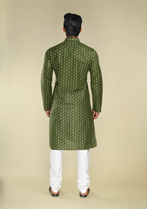 Nawab Parker Ethnic Wear Mehndi Colour Kurta Pajama for Men back view