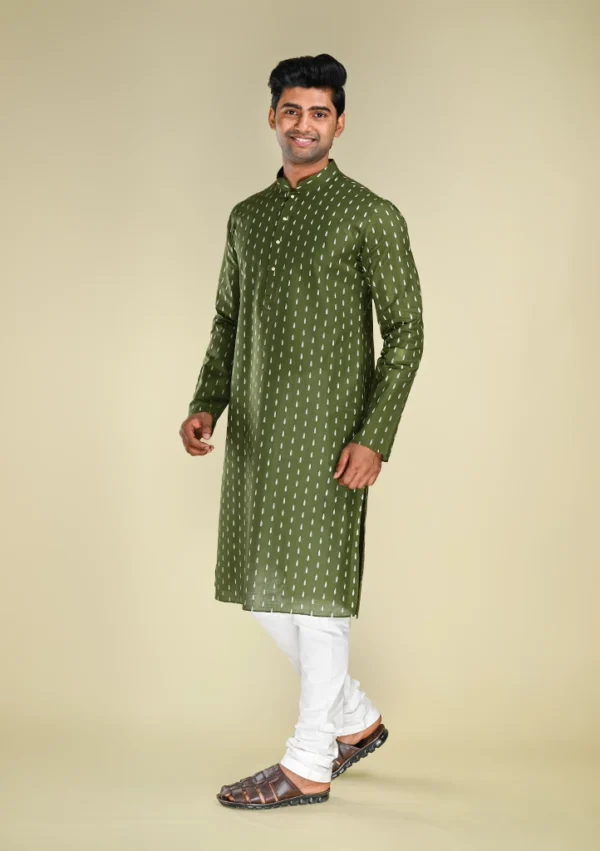 Nawab Parker Ethnic Wear Mehndi Colour Kurta Pajama for Men left view