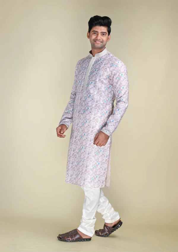Nawab Parker Men's Regular Fit Printed Kurta Pajama Set Ethnic Clothes left view
