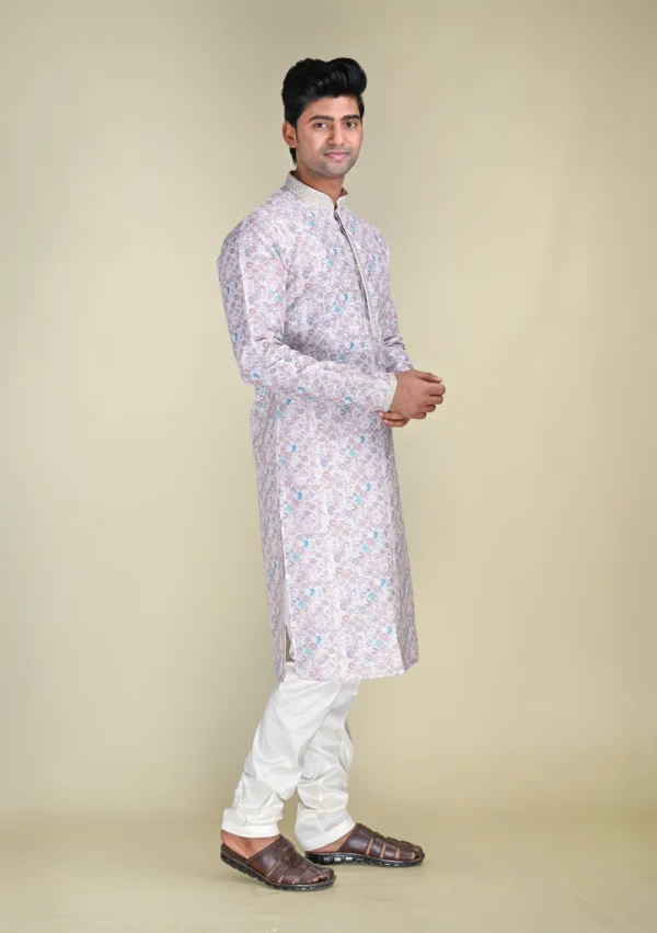 Nawab Parker Men's Regular Fit Printed Kurta Pajama Set Ethnic Clothes right view