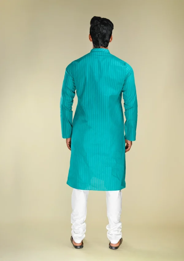 Nawab Parker Men's Turquoise Blue Kurta Pajama Set for Festive Occasions back view