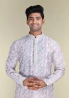 Nawab Parker Men’s Regular Fit Printed Kurta Pajama Set Ethnic Clothes Front kurta view