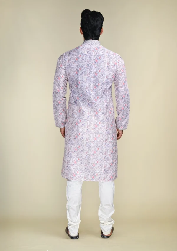 Nawab Parker Multi Colour Kurta Pajama for Men's Stylish Look back view