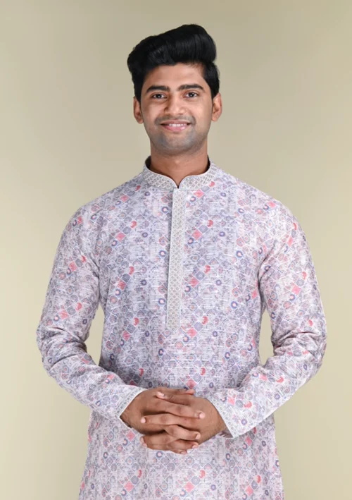 Nawab Parker Multi Colour Kurta Pajama for Men's Stylish Look Front kurta view