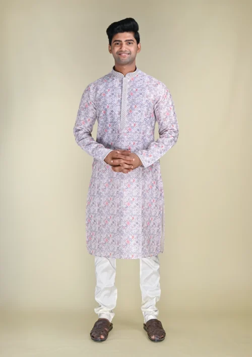 Nawab Parker Multi Colour Kurta Pajama for Men's Stylish Look full front view