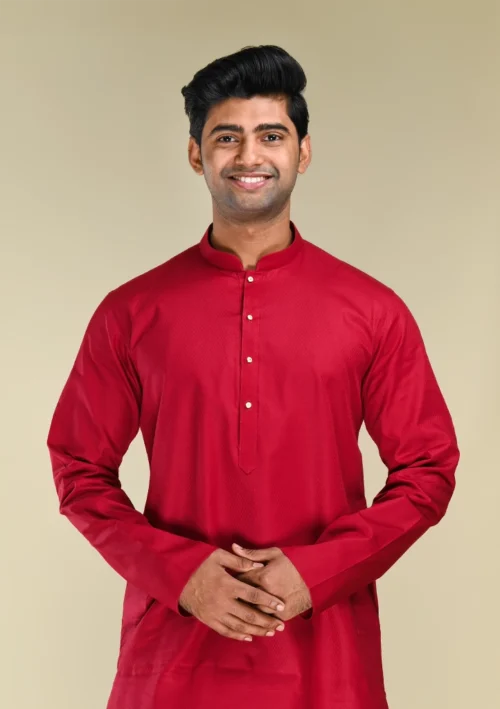 Nawab Parker Rich Maroon Party Wear Kurta Pajama for Festive Occasions Front kurta view