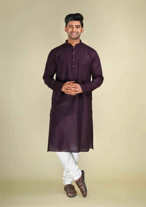 Nawab Parker Royal Deep Jacquard Purple Kurta Pajama for Formal Occasions