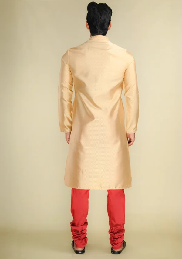 Nawab Parker Shop New Golden Kurta Pajama Set for Festive Elegance back view
