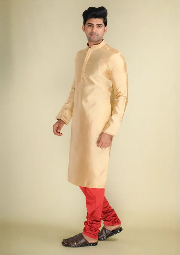 Nawab Parker Shop New Golden Kurta Pajama Set for Festive Elegance left view