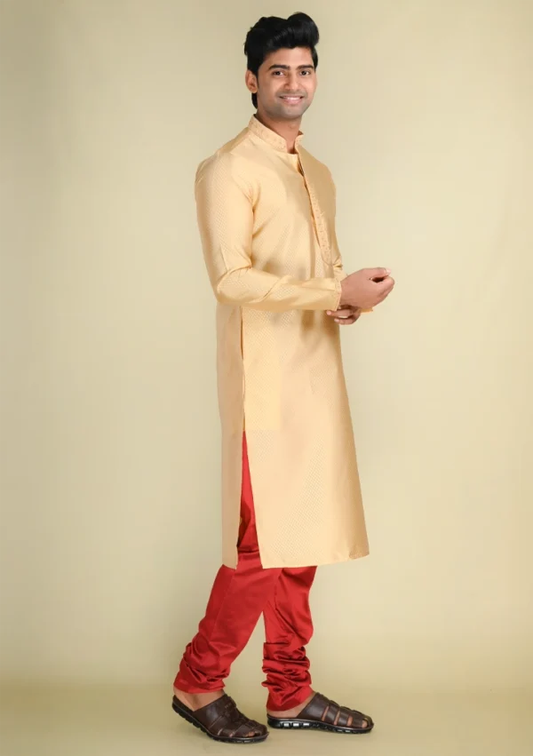 Nawab Parker Shop New Golden Kurta Pajama Set for Festive Elegance right view