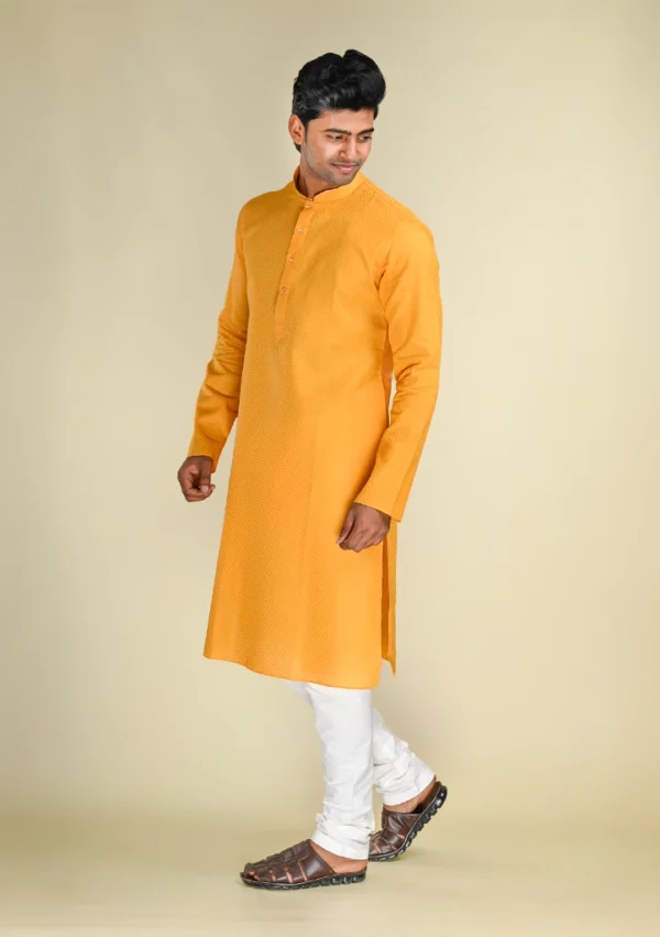 Nawab Parker Traditional Mustard Yellow Kurta Pajama for Haldi Ceremonies