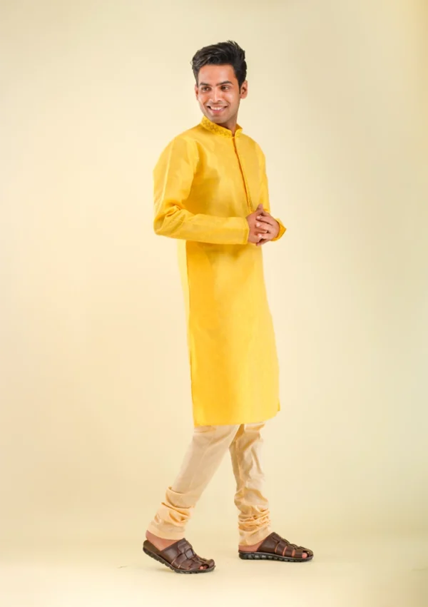 Nawab Parker Traditional Yellow Kurta Pajama for Haldi Ceremony