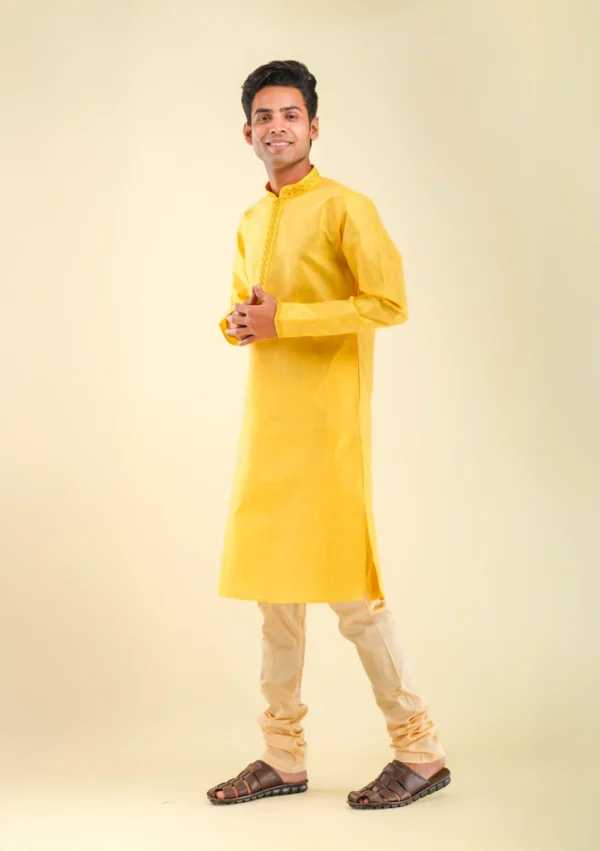 Nawab Parker Traditional Yellow Kurta Pajama for Haldi Ceremony