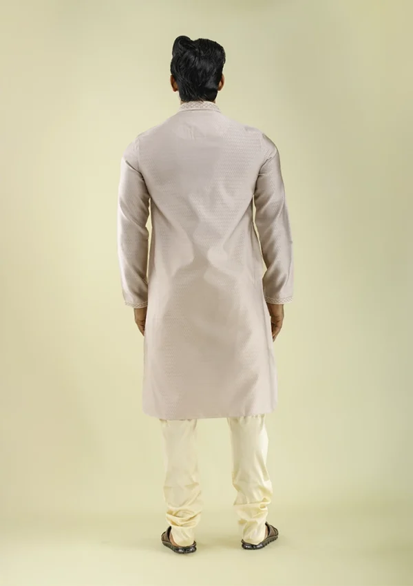 Nawab Parker Pastel Pink Wedding Kurta Pajama for Men back view