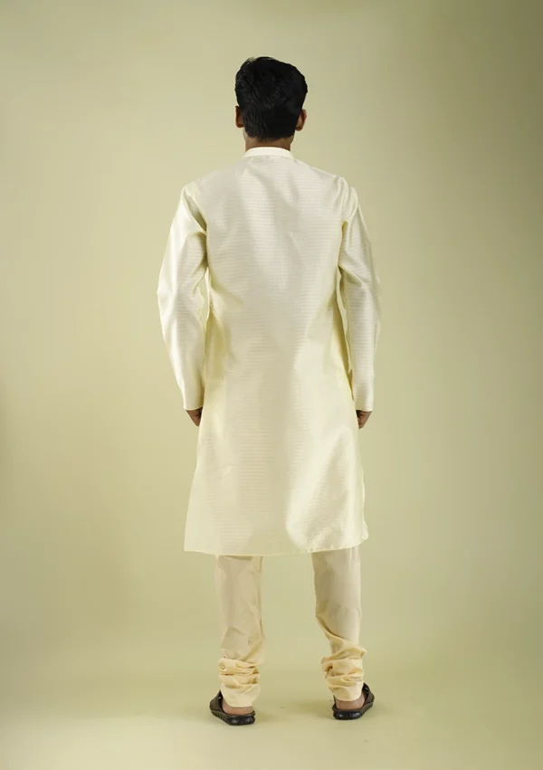 Nawab Parker Nawab Parker Party Wear Cream Color Kurta Pajama back view