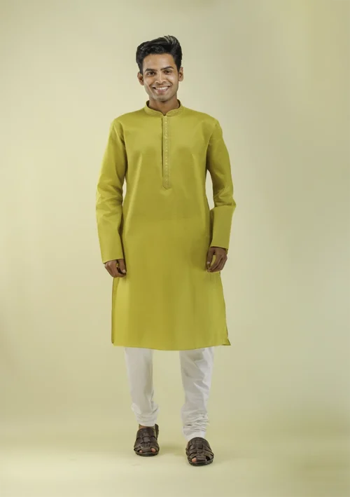 Buy Brand New Golden Yellow Kurta Pajama for Men front view
