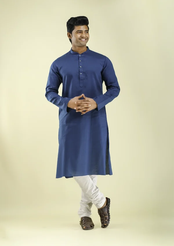 Nawab Parker Shop Casual Blue Kurta Pajama New Style front view