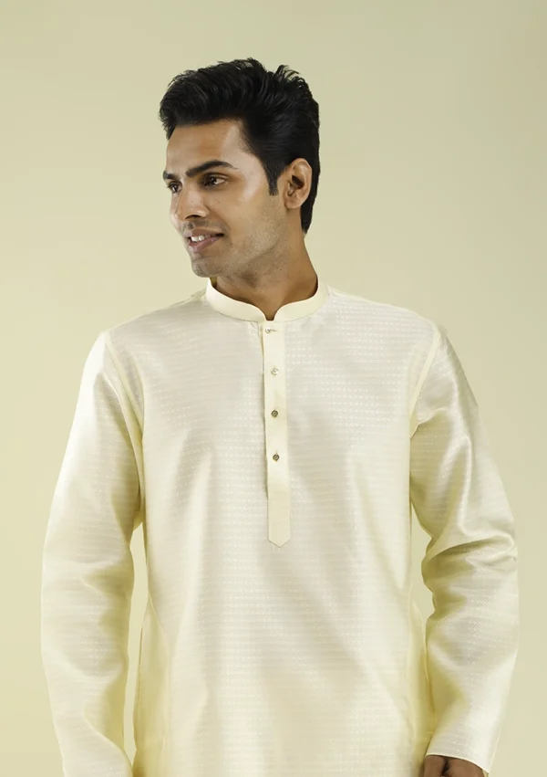 Nawab Parker Nawab Parker Party Wear Cream Color Kurta Pajama half front view