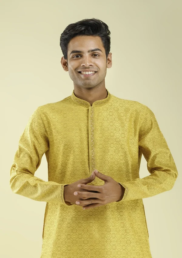 Nawab Parker Premium Festive Wear Kurta Pajama for Men Half Front View